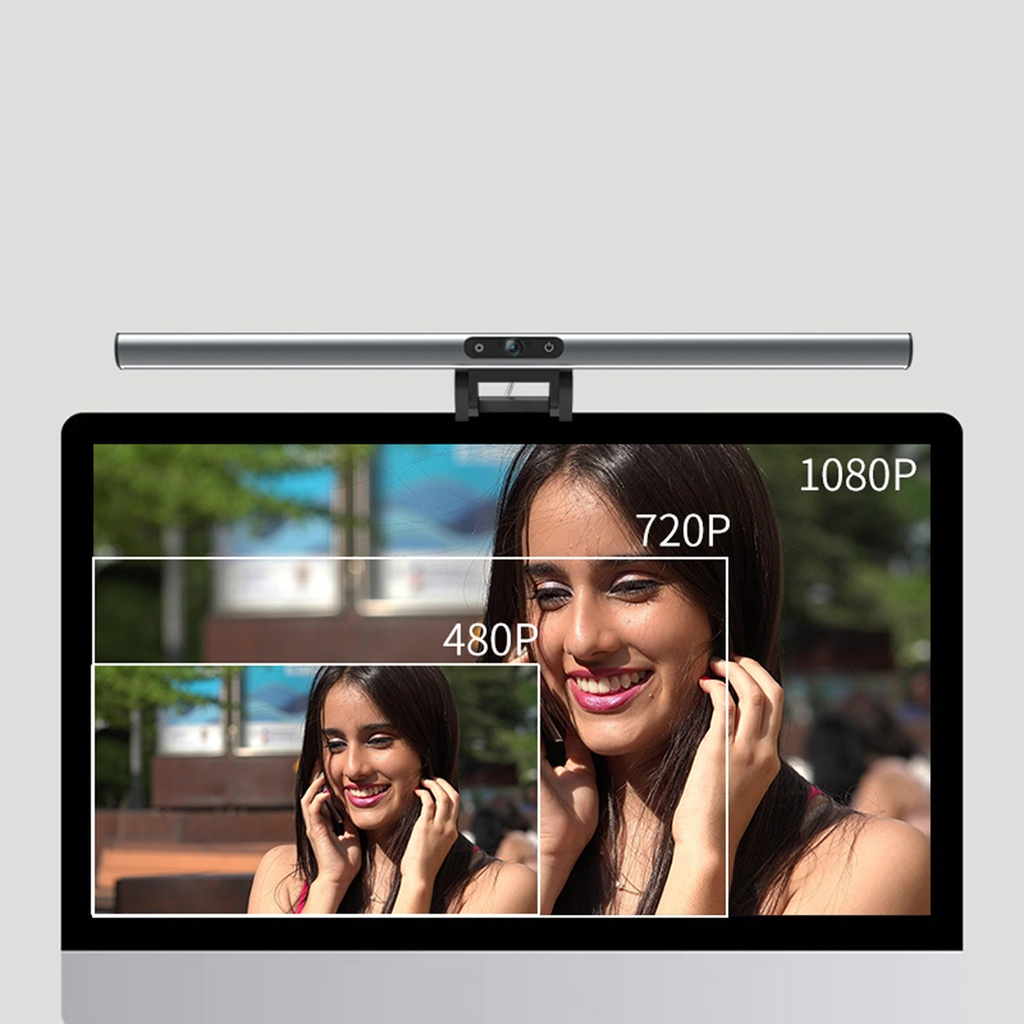 Đèn treo gắn màn hình máy tính, laptop có camera và mic,bảo vệ mắt, điều chỉnh ánh sáng, tích hợp cam 1080p+mic