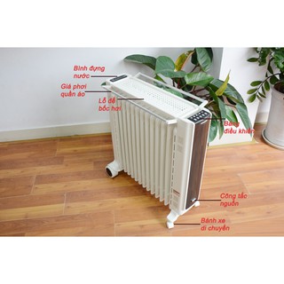 Máy sưởi dầu 13 thanh Tiross TS9213 - Có điều khiển từ xa - Hàng Chính Hãng