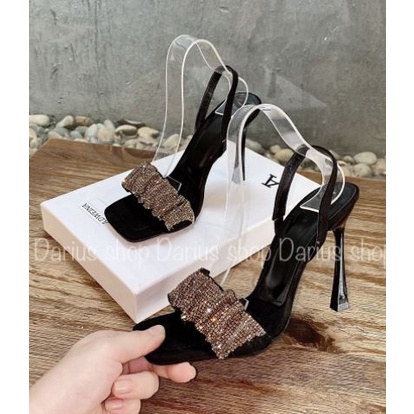 Giày cao gót quai nhún đính đá kim tuyến cao cấp 9cm (có clip) - BT602 - AMZO | BigBuy360 - bigbuy360.vn