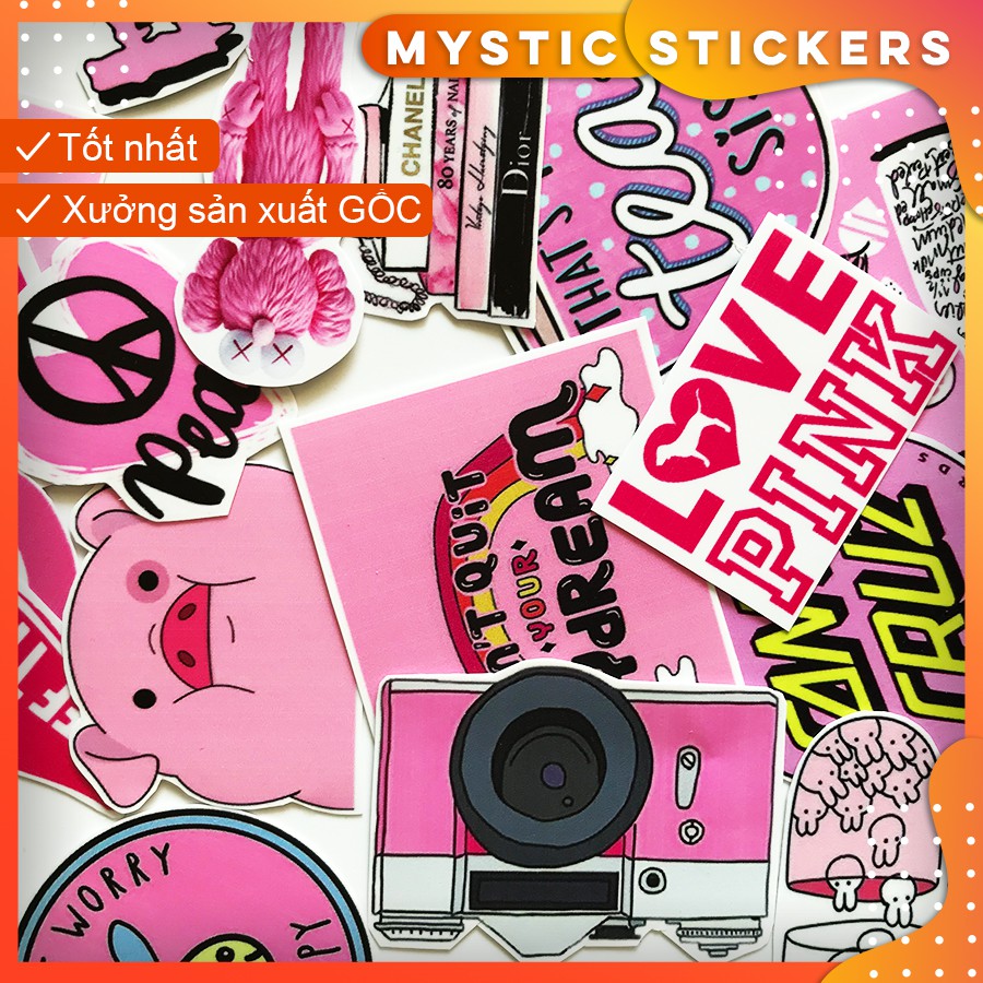 [HỒNG PINK] 39 Sticker chống nước/ trang trí,dán xe laptop mũ bảo hiểm vali...