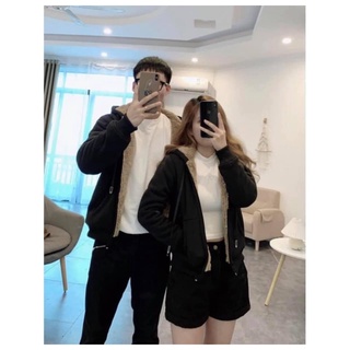 Áo khoác lót lông nam nữ, áo hoodie lót lông cừu siêu dày dặn