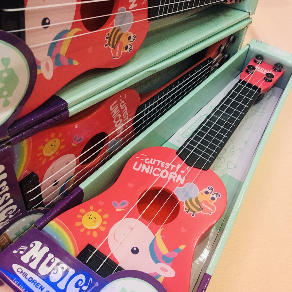 Đàn ukulele guitar mini giá rẻ cực bền đồ chơi cho bé nhỏ tập ghita nhiều mẫu siêu xinh có hộp đẹp, quà tặng sinh nhật