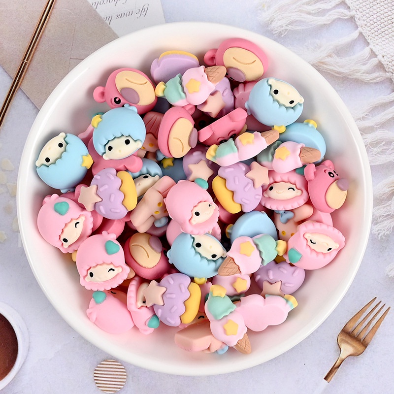 Set 10 Phụ Kiện Trang Sức Hình Cây Kem Nhiều Màu Dễ Thương