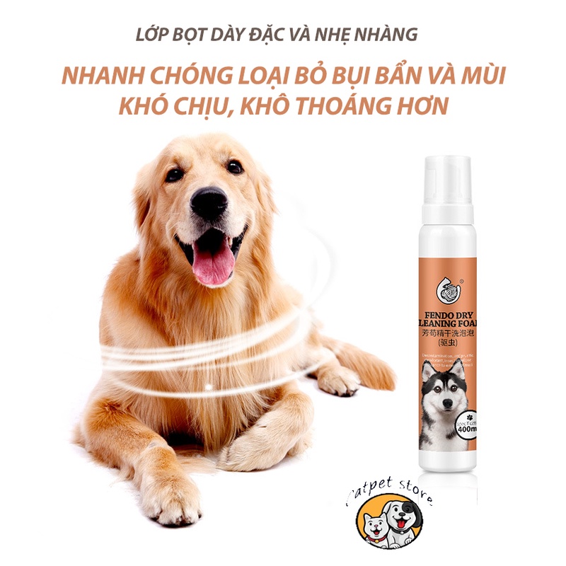 Xịt bọt tắm khô cho thú cưng, xịt bọt khô tiện lợi cho thú cưng