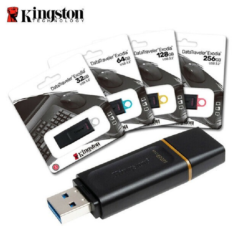 ♕USB 3.2 Gen 1 Kingston DataTraveler Exodia DTX 256GB 128GB 64 GB 32GB Có Nắp bảo vệ và móc khóa - Hành 5 Năm