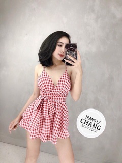 Jumb caro chéo ngực cột nơ eo