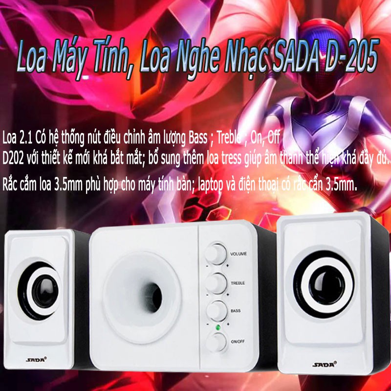 {SALE SỐC} {Video Test Loa} Bộ Loa Máy Tính USB SADA D-205 + Tặng Kèm BL Khò Guang