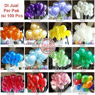 Image of Balon Latex Metalik 1 PACK ISI 100 Pcs / Balon Per Pack / Balon Karet murah 12 ingh isi 100pcs
