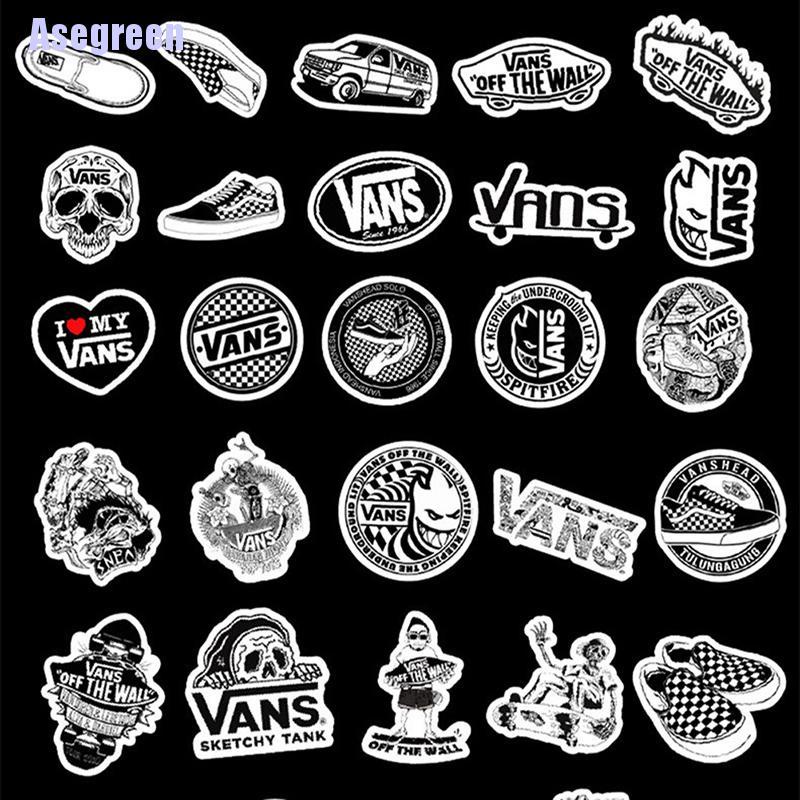 Set 50 Hình Dán Trang Trí Họa Tiết graffiti Trắng Đen Cá Tính