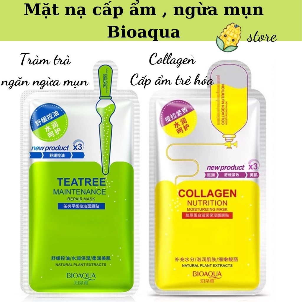 Combo 4 Mặt nạ dưỡng ẩm , kiềm dầu ngừa mụn , chống lão hóa Bioaqua