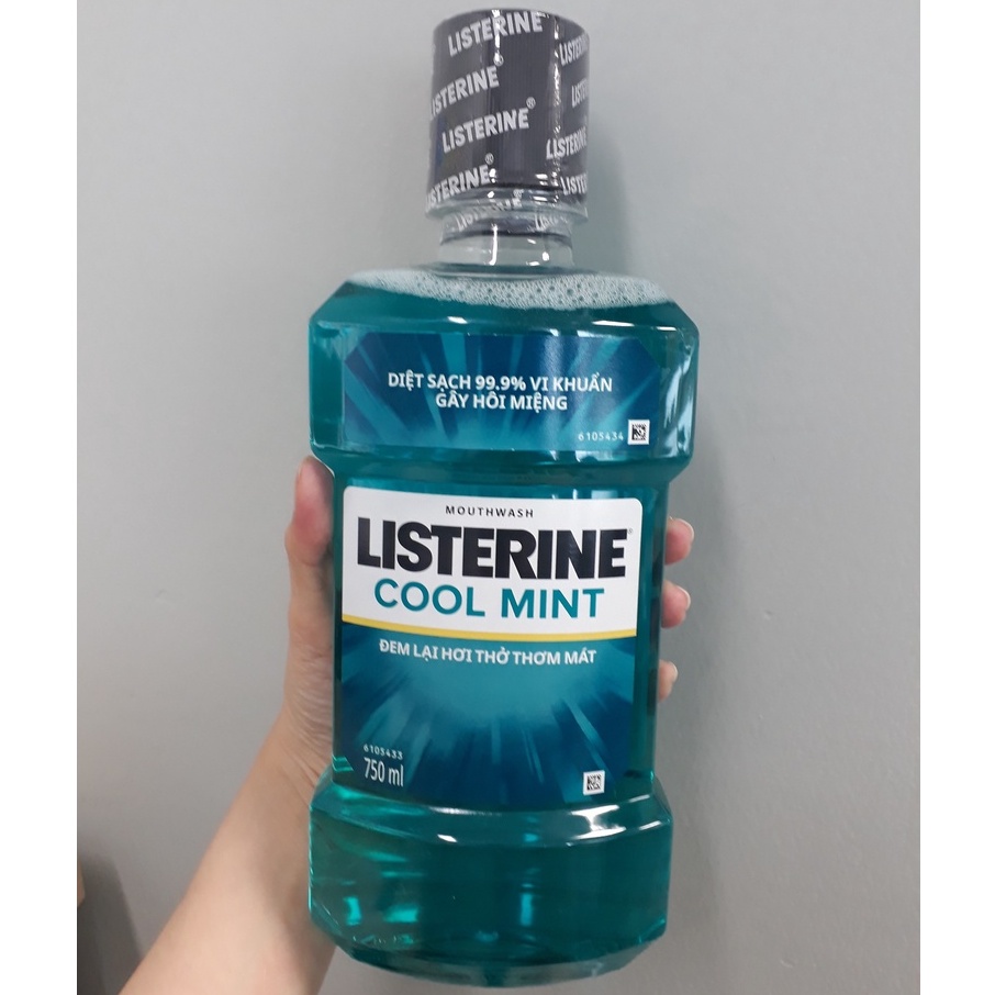 Nước Súc Miệng Listerine 750ml Cool Mint Mountwash Diệt Khuẩn Thơm Miệng