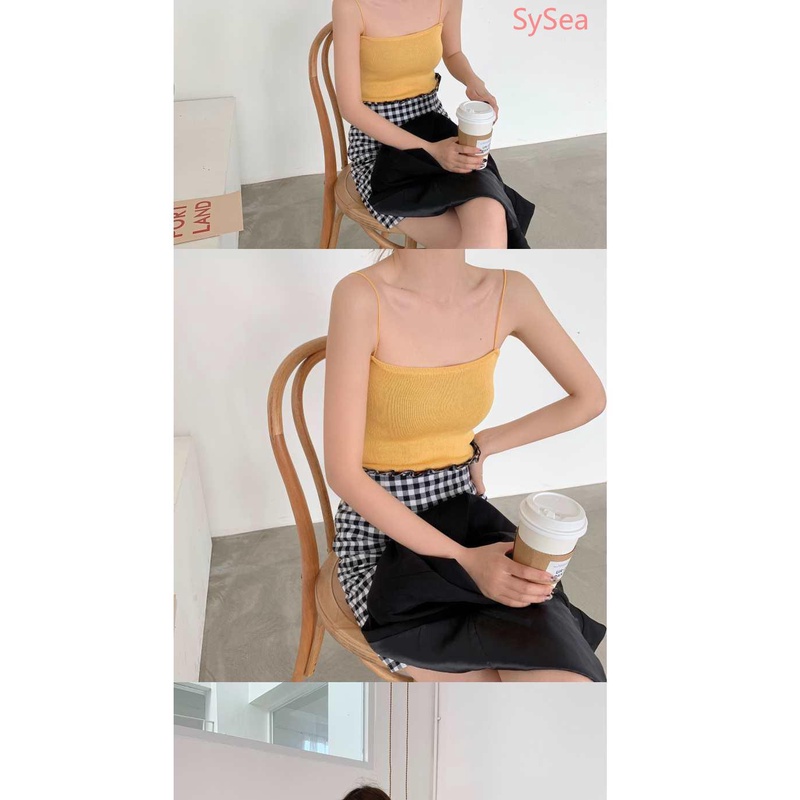 Áo Dệt Kim Hai Dây Màu Sắc Thời Trang Mùa Hè Cho Nữ