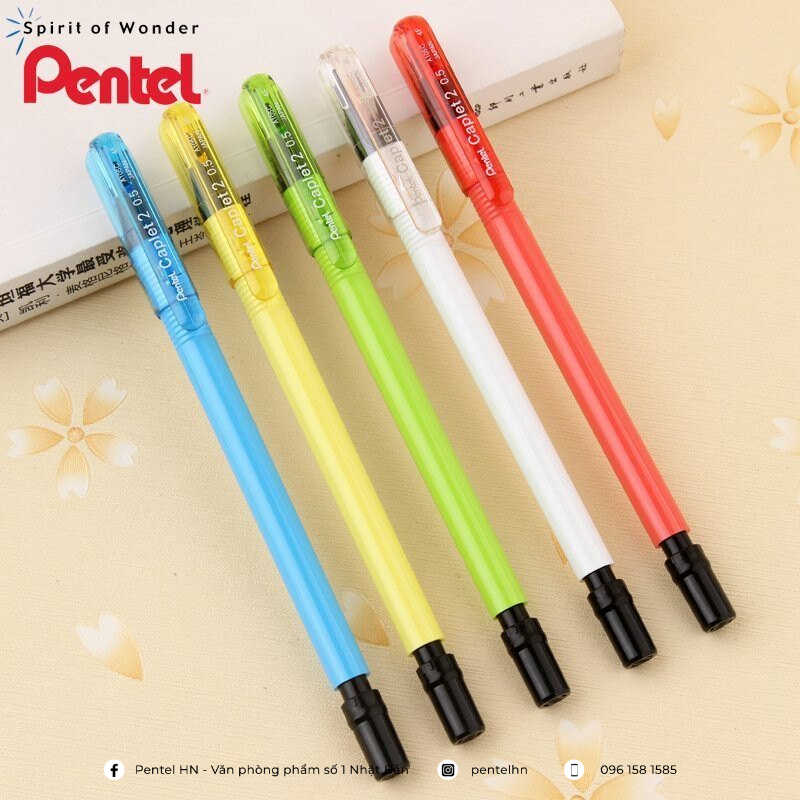 Bút Chì Kim Pentel Caplet Màu Neon A105C Ngòi 0.5mm | Thiết Kế Đẹp Mắt | 4 Màu Vỏ