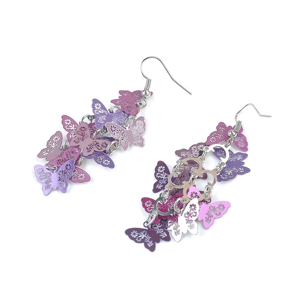 Khuyên tai kim loại dạng dây hình bướm nhiều màu sắc đầy cá tính