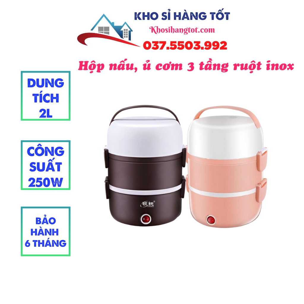 Hộp Cơm, Hâm Nóng, Nấu cơm cắm điện 3 Tầng Tự Động Chống cháy, Bh 06 tháng Lỗi 1 đổi 1 trong 7 ngày