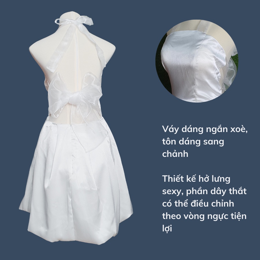 Váy Maxi Đi Biển Hở Lưng Có Mút Ngực Dáng Ngắn Vải Lụa Cao Cấp Mềm Mịn Không Nhăn Lên Dáng Siêu Xinh EN3 - Meety