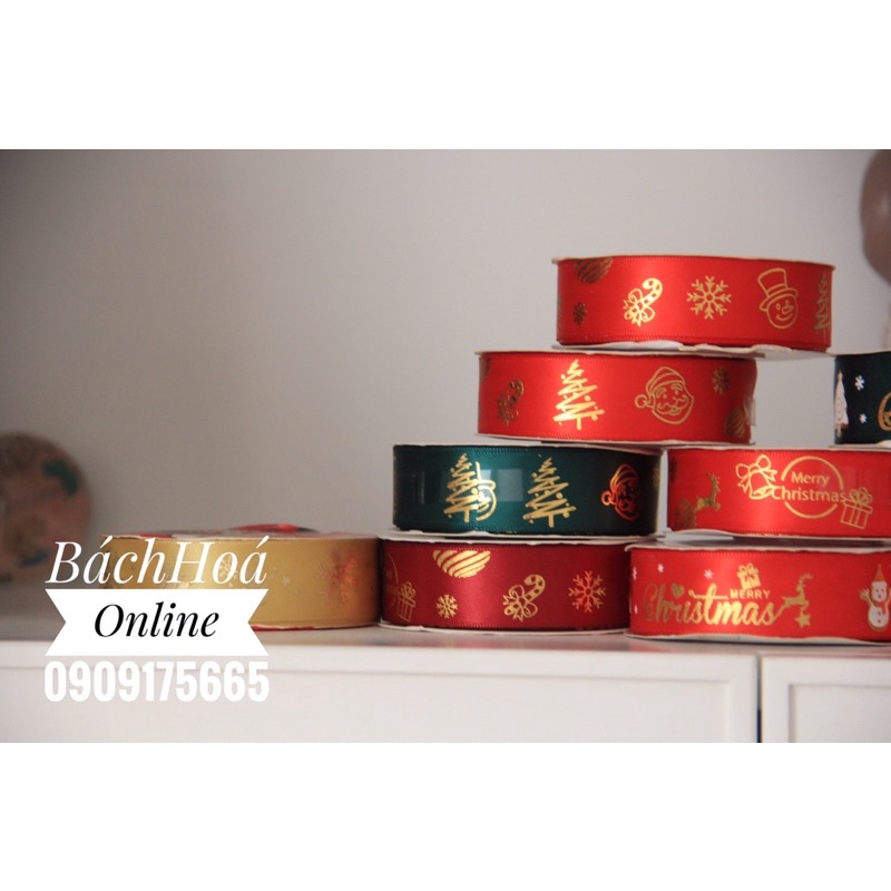 Ruy băng lụa Noel - Giáng sinh - 2.5cm