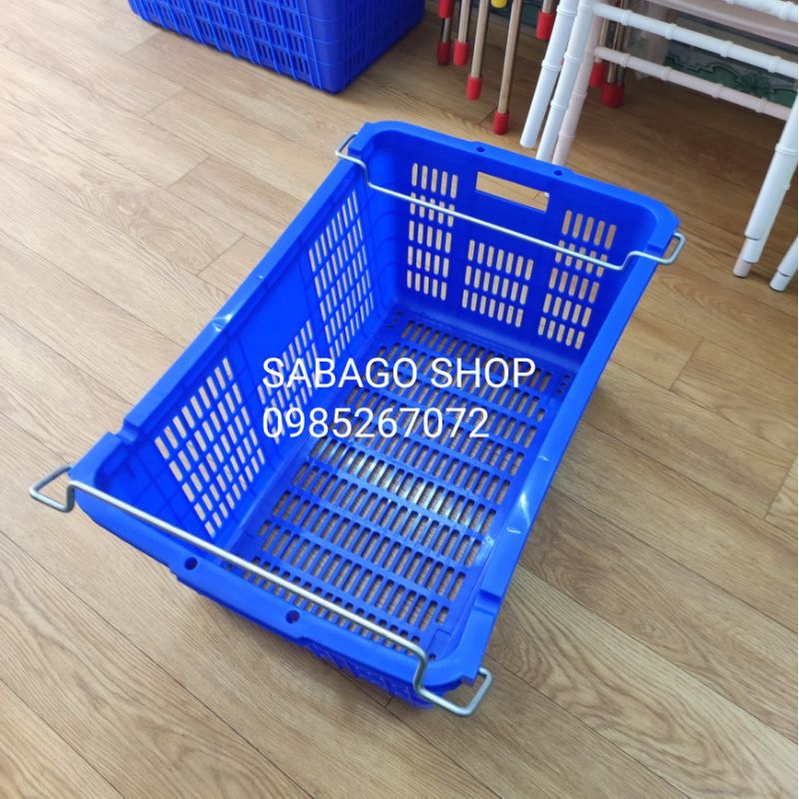 Sọt đựng hoa quả, bát đĩa có quai sắt, sọt nhựa lớn 2 quai sắt bền đẹp