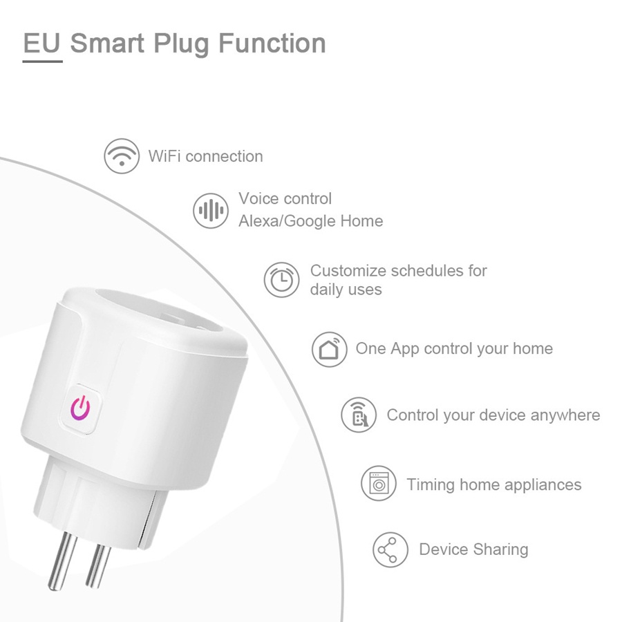 Ổ Cắm Wifi Thông Minh Điều Khiển Từ Xa 16A Tuya (Smart life) có đo điện năng tiêu thụ