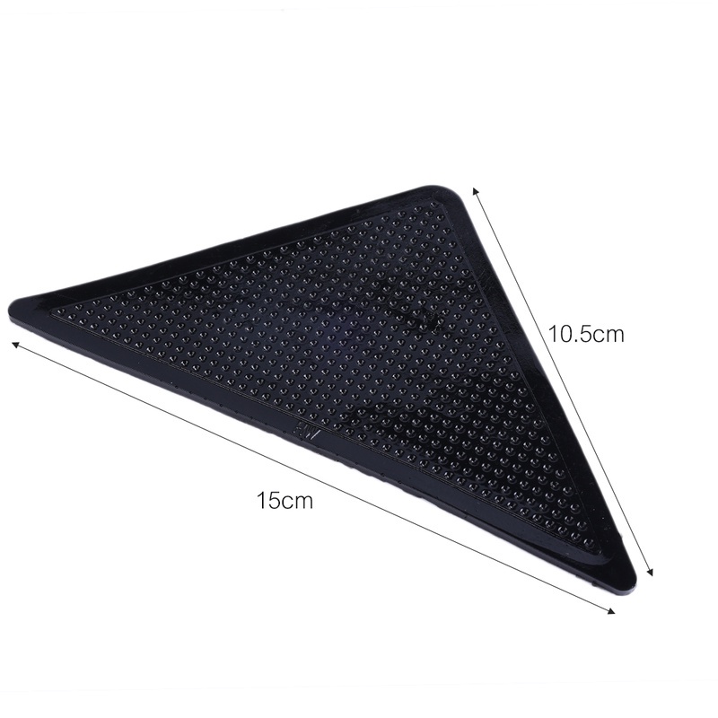 Set 4 Miếng Dán Bằng PU Hình Tam Giác Chống Trượt Màu Đen Có Thể Tái Sử Dụng Cho Thảm Lót Sàn Nhà