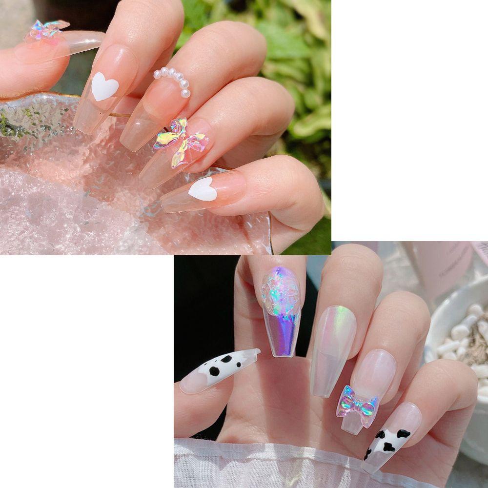 OCEANMAP Phụ Kiện Trang Trí Móng Tay Nhiều Màu Sắc Hình Nơ Bướm Thời Trang Charms