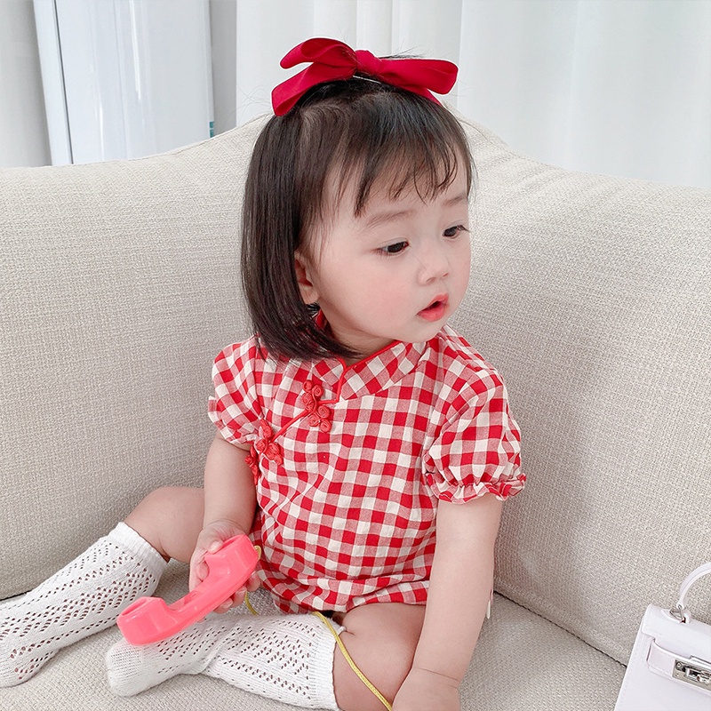 Jumpsuit sườn xám Trung Quốc dành cho bé gái sơ sinh AKKU