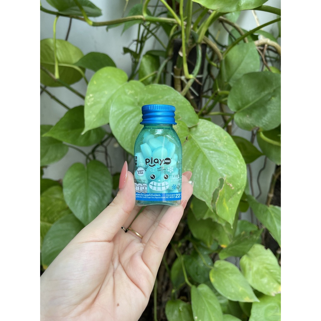 Kẹo The Không Đường Hương Bạc Hà PLAY MORE Super Cooling (Lọ 22g Xanh Dương)