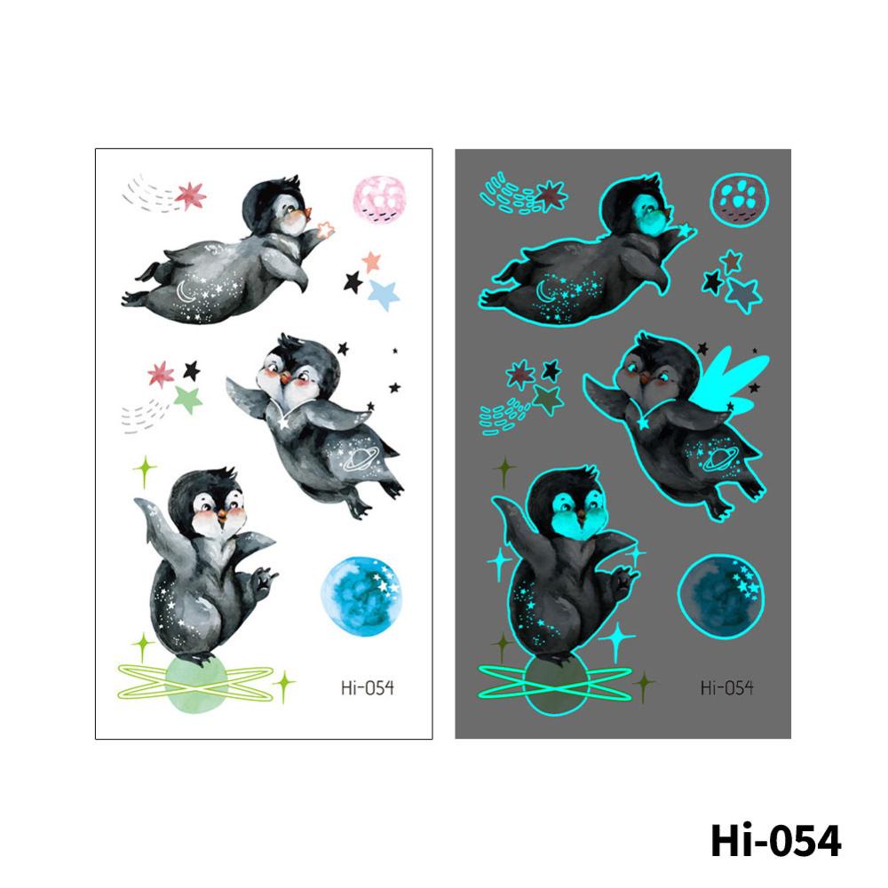 Miếng Dán Hình Xăm Chống Thấm Nước Họa Tiết Động Vật Dễ Thương Màu Xanh Dương Dạ Quang Q2Z1