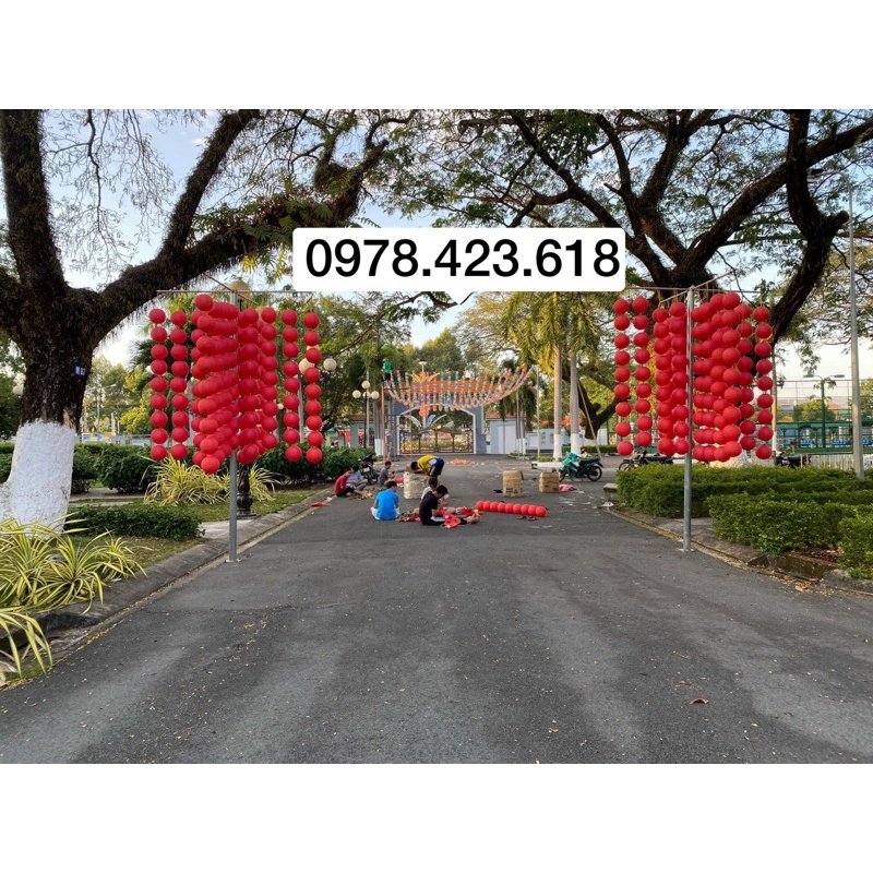 Đèn lồng Vải tròn chống nước trang trí Mừng Lễ Phật Đản, khu du lịch cửa hàng, studio chụp ảnh Tết, trang trí Chợ Quê