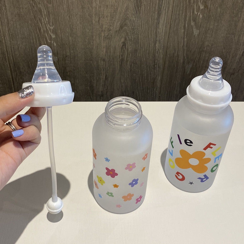 Bình Nước Nhựa Có Ống Hút Dễ Thương Phong Cách Hàn Quốc Cho Người Lớn Và Trẻ Em