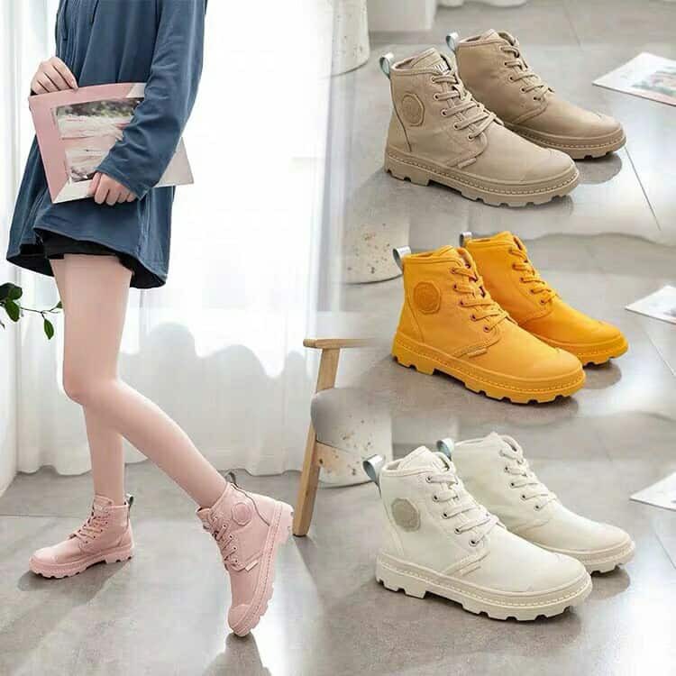 Bốt nữ cao cổ thời trang chất kaki