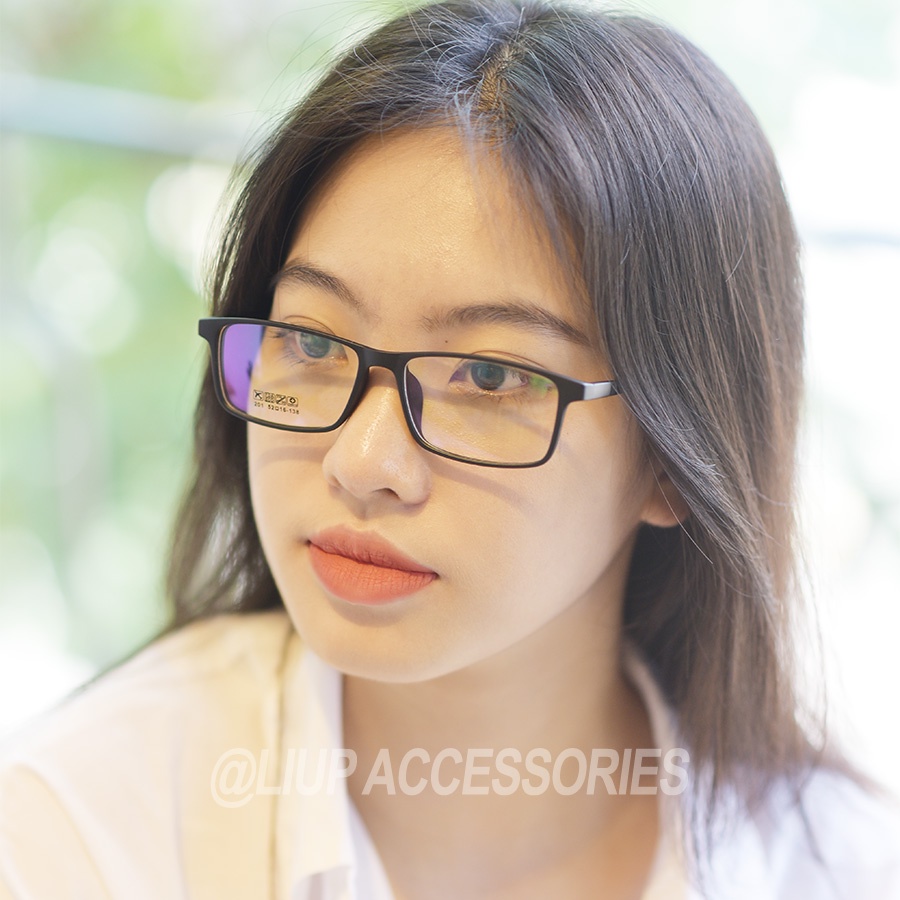 Gọng kính cận dáng chữ nhật nhựa dẻo thanh mảnh nam nữ Liup eyewear 201 thời trang unisex