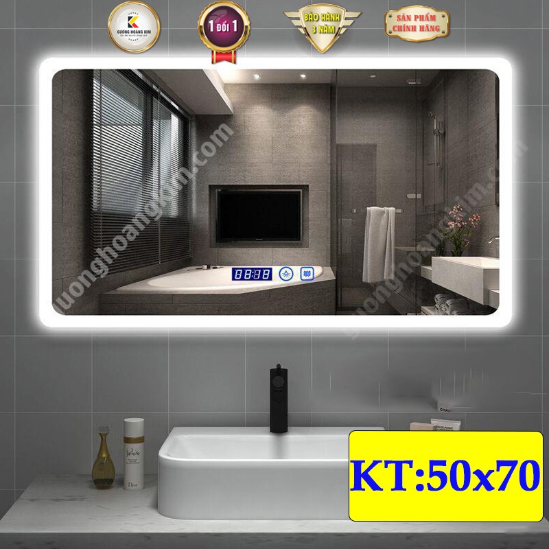 gương soi phòng tắm có đèn led cảm ứng 3 chạm thông minh kích thước 50x70 cm - guonghoangkim mirror