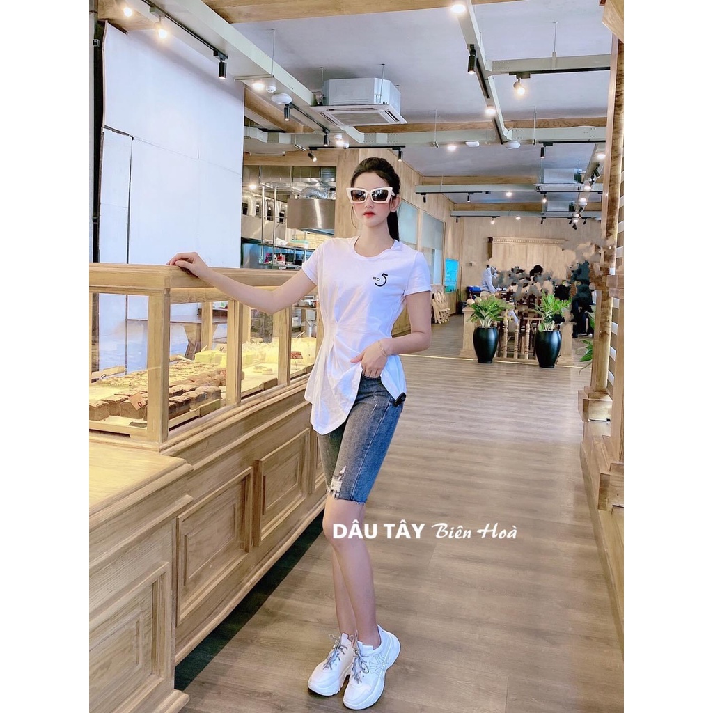 Quần jeans ngố lửng Big Size co dãn mạnh, màu xám rách xước, lưng cao 4352 4350