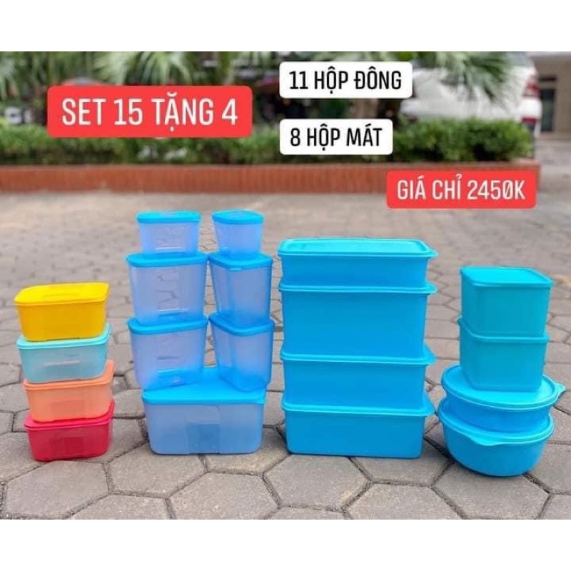 Tupperware - Bộ đôi hoàn hảo trữ mát và trữ đông Mega blue ocean 19 hộp