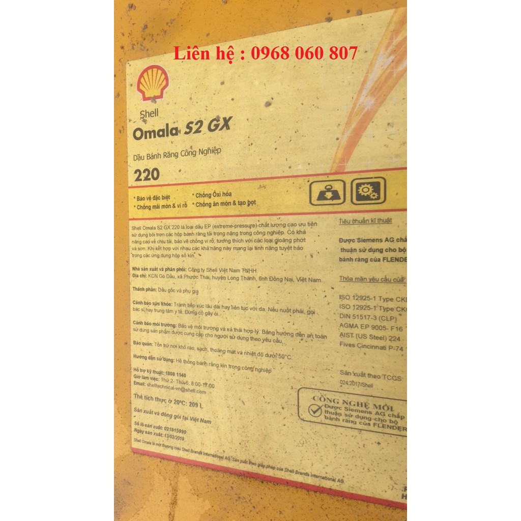 Dầu bánh răng Shell Omala S2 GX220-Phuy 209 Lít | Shopee Việt Nam
