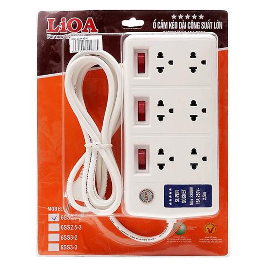 Ổ Cắm Điện 6 Ổ Lioa 6SS2.5-2 (3300W)