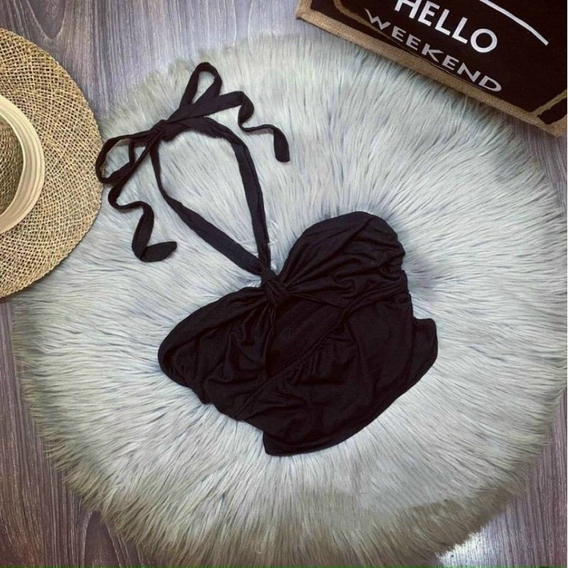ÁO KIỂU THẮT DÂY SIÊU XINH ĐEN/NUDE | BigBuy360 - bigbuy360.vn