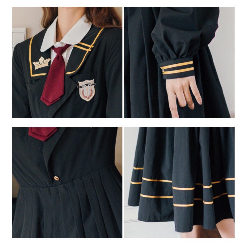 YAS0019 - Set áo váy JK liền thân đen dáng dài