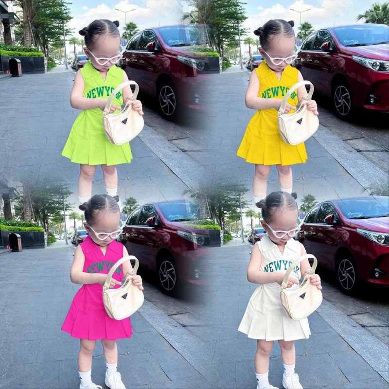 Bộ New york cv xếp ly cho bé gái