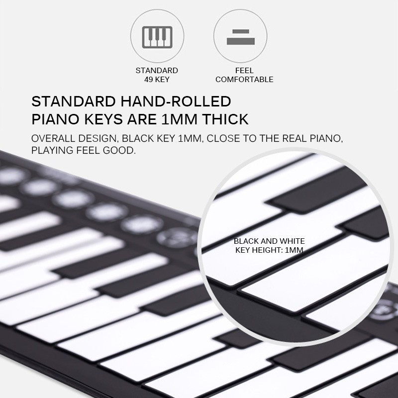 IN STOCK Portable Flexible Digital Keyboard Piano 49 Keys Flexible Silicone Electronic Roll Up Piano Children Toys Built-in Speaker