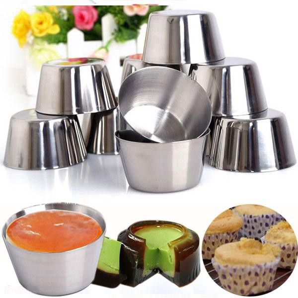 Bộ 10 Khuôn Làm Bánh Inox 304 Có Nắp ( 7cm ) Làm Bánh Flan , Rau Câu , Cupcake, Làm Đá Không Gỉ