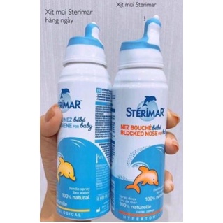 Xịt muối biển Sterima-Xịt mũi cá heo nội địa Pháp 100ml- mẫu mới đầu bọc SILICON