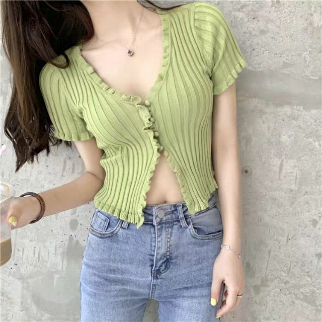 (Sẵn - Sale sập sàn) 😍 Áo sơ mi cổ tim xẻ vạt Jennie hè thu vintage nữ tính (Ms A80) | BigBuy360 - bigbuy360.vn