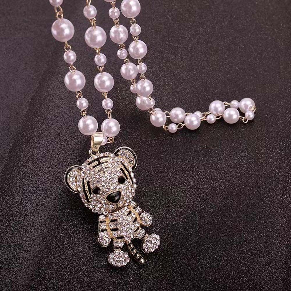 AROMA Dây Chuyền Hợp Kim Mặt Hình Hổ Đính Đá Nhiều Màu Sắc Đầy Cá Tính