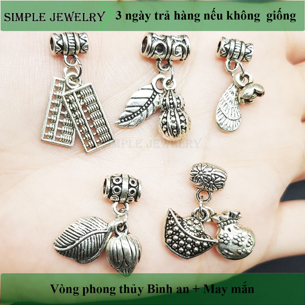 charm bạc túi tiền, đồng tiền theo bộ phối vòng đeo tay, đeo cổ mạ bạc không han gỉ - Simple Jewelry