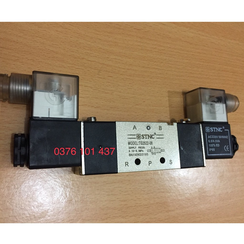 VAN ĐIỆN TỪ KHÍ NÉN SOLENOID 5/2 TG 2522-08 STNC, VAN ĐIỀU KHIỂN XI LANH KHÍ NÉN, VAN KHÍ NÉN 2 ĐẦU ĐIỆN  SOLENOID