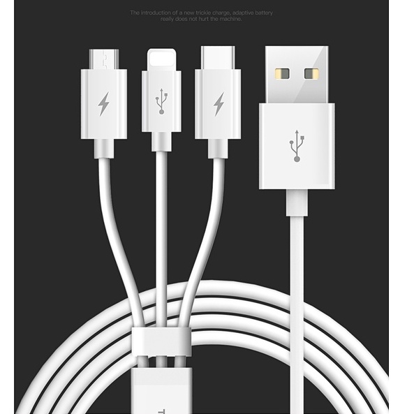 CHÍNH HÃNG DÂY Cáp sạc điện thoại 3 đầu  3 in 1 đa năng ,SẠC NHIỀU THIẾT BỊ ĐỒNG THỜI IP TYPE C MICRO USB