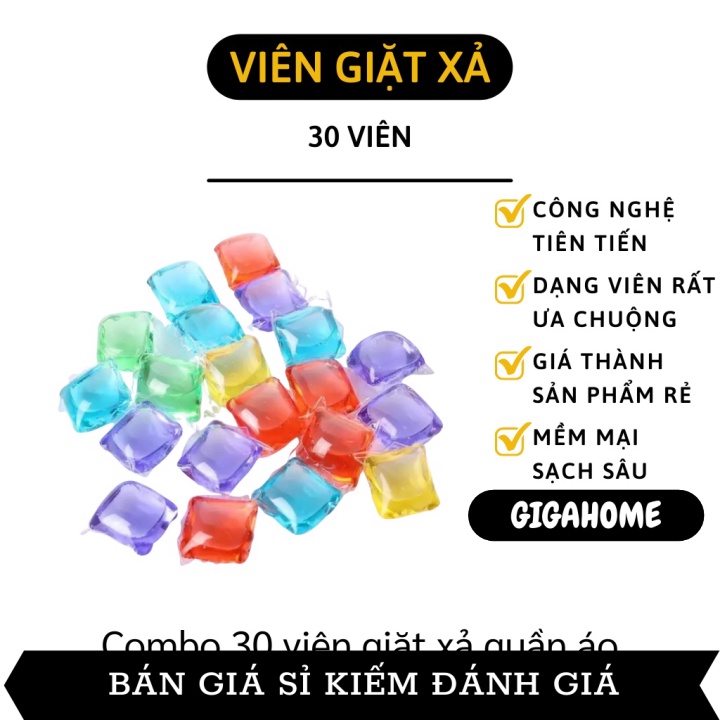 Viên Giặt Quần Áo GIGAHOME Combo 30 Viên Giặt Xả Quần Áo Giúp Thơm Tho Và Làm Mềm Vải 9749