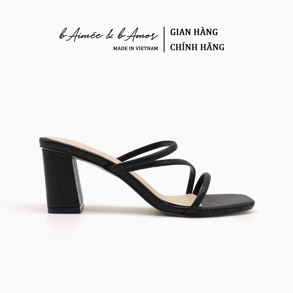 Giày cao gót sandal nữ 7p đẹp đế vuông dây mảnh mũi vuông thời trang cao cấp bAimée &amp; bAmor - MS1664